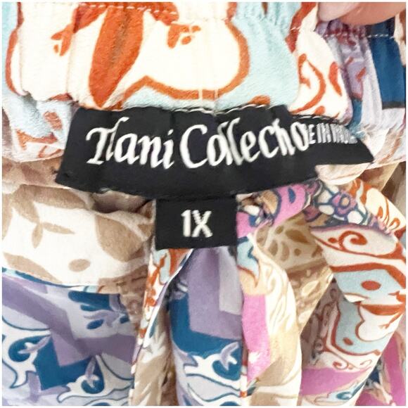 Tolani Collection Wide Leg Lounge Pants 1X Multipattern Artsy Elastic Waist - Picture 5 of 12